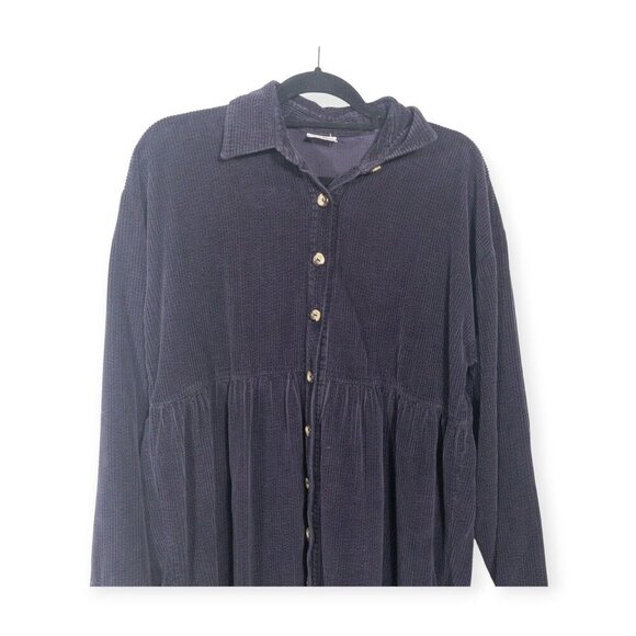 Vintage Purple Corduroy Dress Kiko Comfortable Clothing Button-Down SZ L - Picture 3 of 8